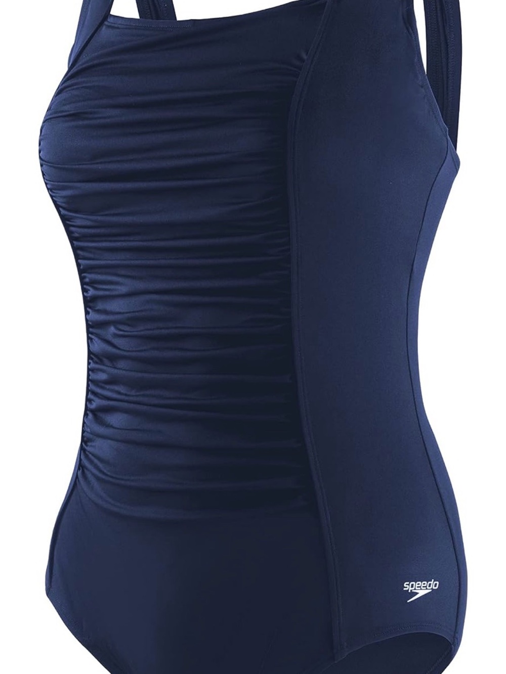 Speedo Women's Navy One-Piece Ruched Swim Suit Endurance + Shirred Tank 20